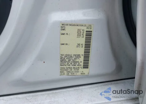 2016 Nissan Altima 2.5 S z USA, uszkodzony, nr VIN 1N4AL3AP8GN361875